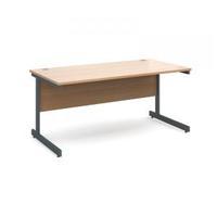 contract 25 1600 x 800 straight desk graphite frame beech top