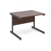 contract 25 1000 x 800 straight desk graphite frame walnut top