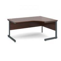 Contract 25 1600 right hand ergonomic desk, graphite leg frame walnut