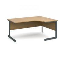 contract 25 1600 right hand ergonomic desk graphite leg frame oak top