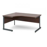 contract 25 1600 left hand ergonomic desk graphite leg frame walnut