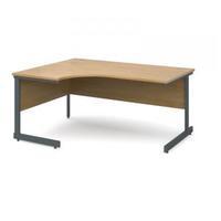 contract 25 1600 left hand ergonomic desk graphite leg frame oak top