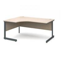 Contract 25 1600 left hand ergonomic desk, graphite leg frame maple