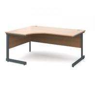 Contract 25 1600 left hand ergonomic desk, graphite leg frame beech