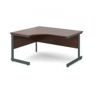 contract 25 1400 left hand ergonomic desk graphite leg frame walnut