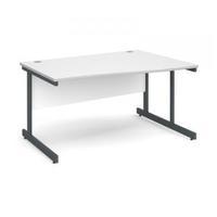 contract 25 1400 right hand wave desk graphite leg frame white top