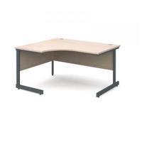 Contract 25 1400 left hand ergonomic desk, graphite leg frame maple