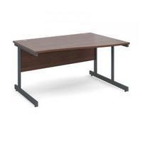 contract 25 1400 right hand wave desk graphite leg frame walnut top