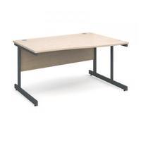 contract 25 1400 right hand wave desk graphite leg frame maple top