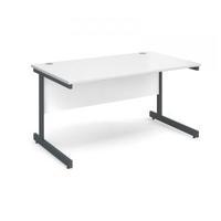 Contract 25 1400 x 800 straight desk, graphite frame white top