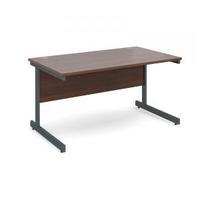 Contract 25 1400 x 800 straight desk, graphite frame walnut top