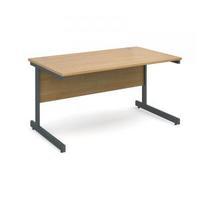 Contract 25 1400 x 800 straight desk, graphite frame oak top