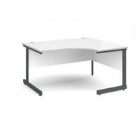 Contract 25 1400 right hand ergonomic desk, graphite leg frame white