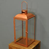 Copper Effect Square Candle Lantern by Kingfisher