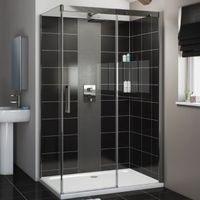 Cooke & Lewis Carmony Rectangular RH Shower Enclosure Tray & Waste Pack with Single Sliding Soft Close Door (W)1200mm (