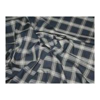 cotton viscose blend check dress fabric navy blue