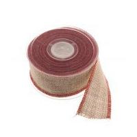 Coloured Edge Natural Hessian Ribbon
