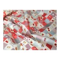 Country Patchwork Print Cotton Poplin Fabric Pink