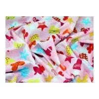 Colourful Motifs Print Cotton Poplin Fabric Pink