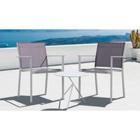 Cozy Bay Verona Aluminium & Textilene 2 Seater Tea for Two Set in White & Grey