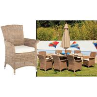 Cozy Bay Panama Rattan 8 Seater Rectangle Table Dining Set in 4 Seasons with Creamy White Cushions