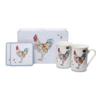 Country Cockerel Mugs in Tin