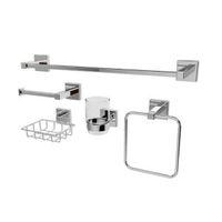 Cooke & Lewis Intuition Chrome Effect Glass & Steel Bathroom Accessory Set Pack of 5