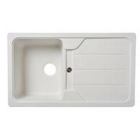 Cooke & Lewis Arber 1 Bowl White Composite Quartz Sink & Drainer