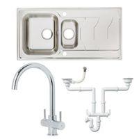 Cooke & Lewis 1.5 Bowl Polished Stainless Steel Sink Tap & Waste Kit