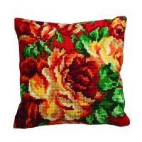Collection dArt Cross Stitch Cushion Kit Cabbage Rose Left