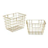 Colours Marlow Gold Gold Effect Wire Storage Basket Set of 2