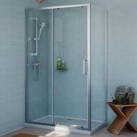Cooke & Lewis Exuberance Rectangular Shower Enclosure Tray & Waste Pack with Single Sliding Door (W)1200mm (D)800mm
