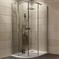 Cooke & Lewis Luxuriant Offset Quadrant RH Shower Enclosure Tray & Waste Pack with Double Sliding Doors (W)1200mm (D)90