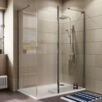 Cooke & Lewis Luxuriant Rectangular RH Shower Enclosure Tray & Waste Pack with Walk-In Entry (W)1400mm (D)880mm