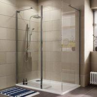 Cooke & Lewis Luxuriant Rectangular LH Shower Enclosure Tray & Waste Pack with Walk-In Entry (W)1400mm (D)880mm