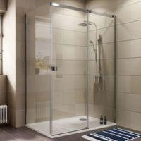 Cooke & Lewis Luxuriant Rectangular RH Shower Enclosure Tray & Waste Pack with Single Sliding Door (W)1400mm (D)900mm