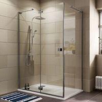 Cooke & Lewis Luxuriant Rectangular LH Shower Enclosure Tray & Waste Pack with Hinged Door & Semi-Mirrored Glass (W)140