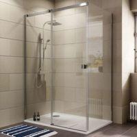 Cooke & Lewis Luxuriant Rectangular LH Shower Enclosure Tray & Waste Pack with Single Sliding Door (W)1400mm (D)900mm
