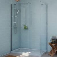 Cooke & Lewis Exuberance Rectangular Shower Enclosure Tray & Waste Pack with Walk-In Entry (W)1300mm (D)800mm
