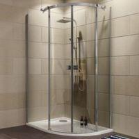 Cooke & Lewis Luxuriant Offset Quadrant LH Shower Enclosure Tray & Waste Pack with Double Sliding Doors (W)1200mm (D)90