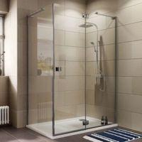 Cooke & Lewis Luxuriant Rectangular RH Shower Enclosure Tray & Waste Pack with Hinged Door & Semi-Mirrored Glass (W)140