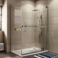 Cooke & Lewis Grandeur Rectangular RH Shower Enclosure Tray & Waste Pack with Single Sliding Door (W)1400mm (D)900mm
