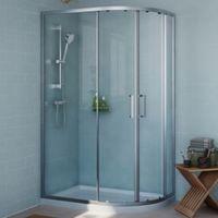 Cooke & Lewis Exuberance Offset Quadrant LH Shower Enclosure Tray & Waste Pack with Double Sliding Doors (W)1200mm (D)8