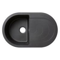 Cooke & Lewis Agnesi 1 Bowl Black Composite Quartz Round Sink & Drainer