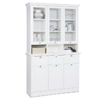 Country Buffet Glass Display Cabinet In White With 6 Doors