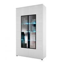 Corona Display Cabinet In White High Gloss With 2 Glass Doors