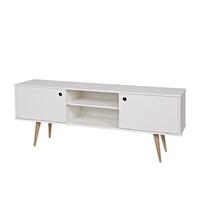 corban scandinavian style wooden tv stand in white