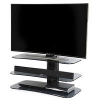 Coaster Glass TV Stand In Grey With Black Metal Column