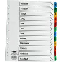 Concord Index January-December A4 Extra-Wide White with