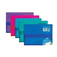 Concord Stud Wallet File Vibrant Polyplus with Gusset A4 (Assorted Colours) Pack of 5